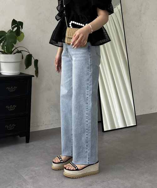 人気完売品最短で発送しますprose verseストレッチスリムストレートデニム prose verse ジーンズ デニム デニムパンツ 「MOMO」ストレッチ