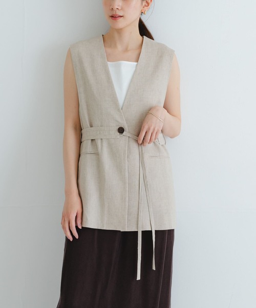 ベスト ジレ リネンジレ レディース URBAN RESEARCH ベスト ジレ ベルトデザインリネンジレ