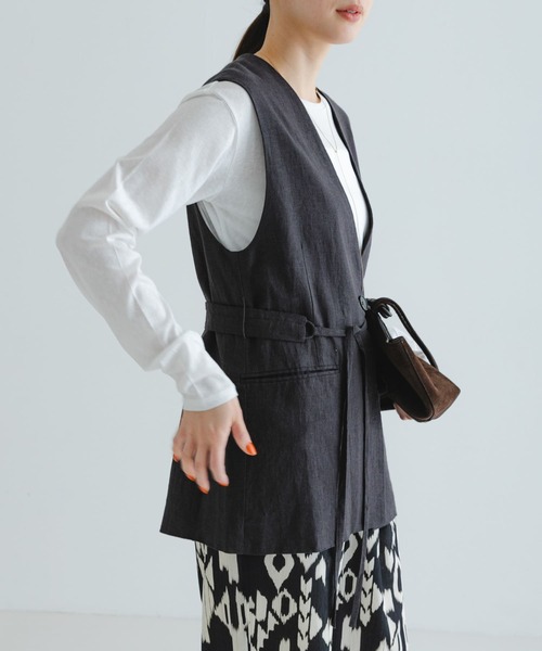 セール☆『UR TECH DRYLUXE』リネンライクサイドベルトジレ SENSE OF PLACE by URBAN RESEARCH ベスト ジレ 「UR TECH