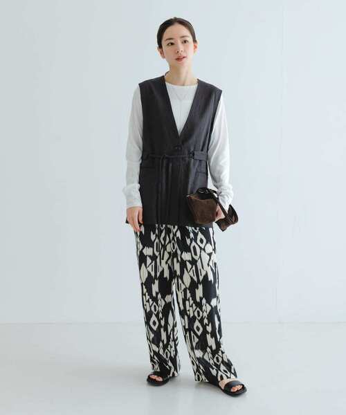 ベスト ジレ リネンミドルジレ レディース URBAN RESEARCH ベスト ジレ ベルトデザインリネンジレ
