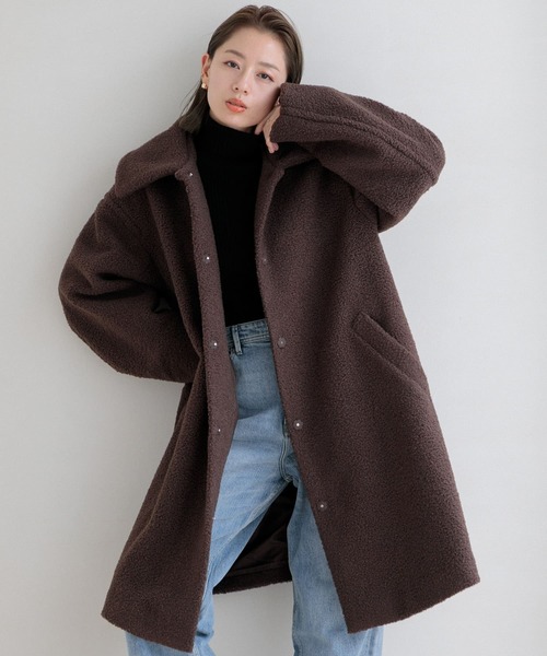 日本製✩新品未使用✩リバーシブル✩ブルーフォックス＆ラパン✩ファーコート✩軽い CASA FLINE（カーサフライン）の「ウールボアx再生ポリエステル