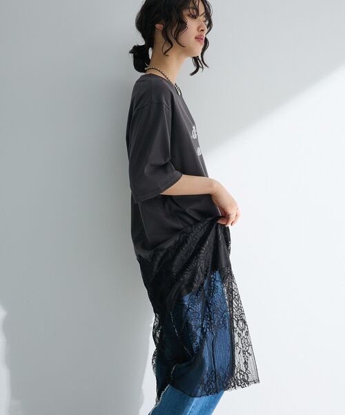 新品✨‼️EGO TRIPPING❤️裾 レース ❤️スウェット チュニック セール】【ZOZO限定】裾レースドットシアーフリルチュニック