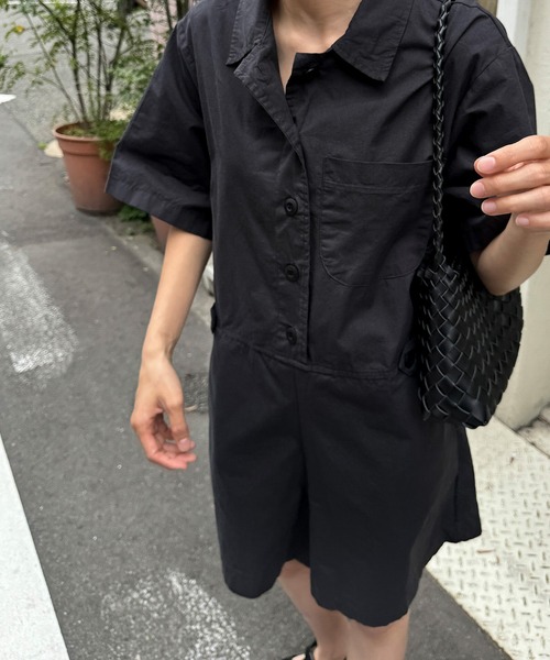 ★ヴィアジェイ　キャナルジーン　ジャンプスーツ　黒系　オールインワン CANAL JEAN（キャナルジーン）の「via j(ヴィアジェイ) クロップ