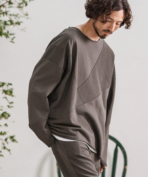 トレーナー スウェット msw1706-Random Patchwork Crew Neck Sweat Pullover スウェット メンズ