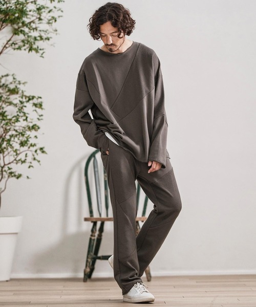 トレーナー スウェット msw1706-Random Patchwork Crew Neck Sweat Pullover スウェット メンズ