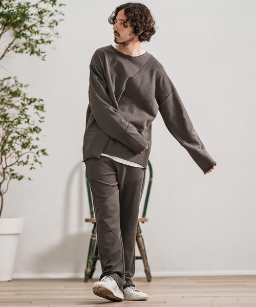 トレーナー スウェット msw1706-Random Patchwork Crew Neck Sweat Pullover スウェット メンズ