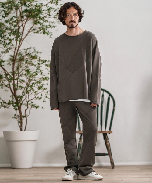 トレーナー スウェット msw1706-Random Patchwork Crew Neck Sweat Pullover スウェット メンズ