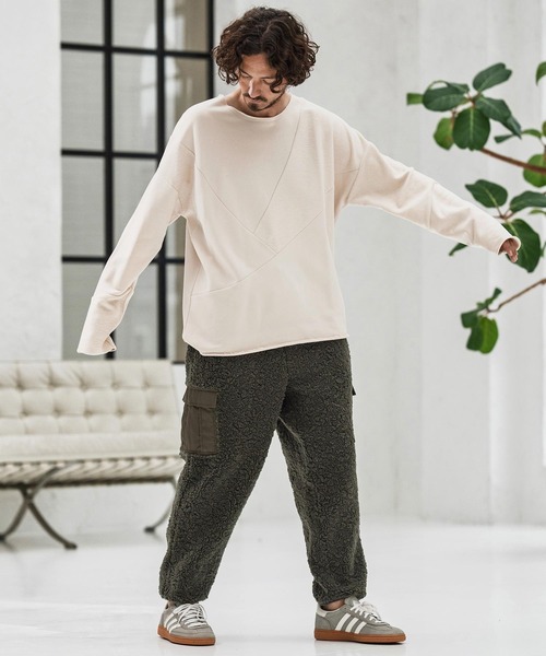 トレーナー スウェット msw1706-Random Patchwork Crew Neck Sweat Pullover スウェット メンズ