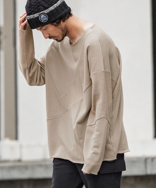 トレーナー スウェット msw1706-Random Patchwork Crew Neck Sweat Pullover スウェット メンズ