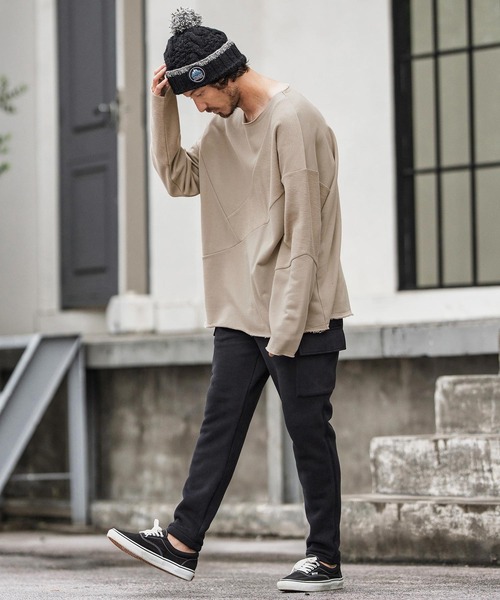 トレーナー スウェット msw1706-Random Patchwork Crew Neck Sweat Pullover スウェット メンズ