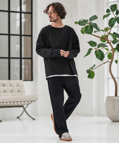 トレーナー スウェット msw1706-Random Patchwork Crew Neck Sweat Pullover スウェット メンズ
