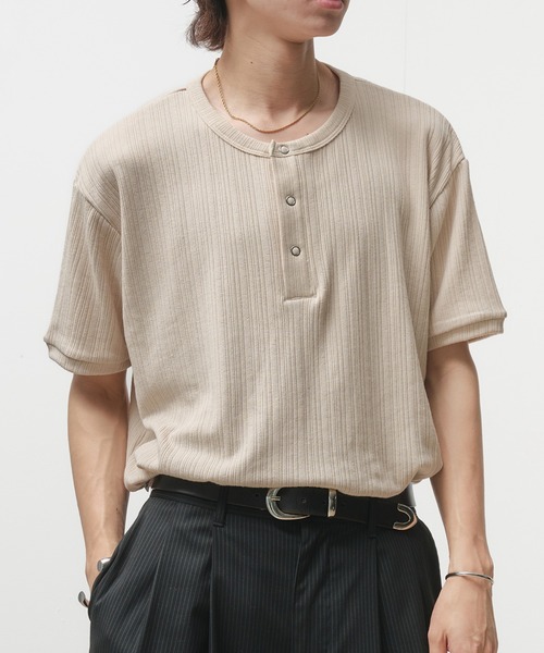 ヘンリーネック Tシャツ 5色 スナップボタン ポケット nr9786 Adoon plain tシャツ Snap Button Henry Neck T-Shirt