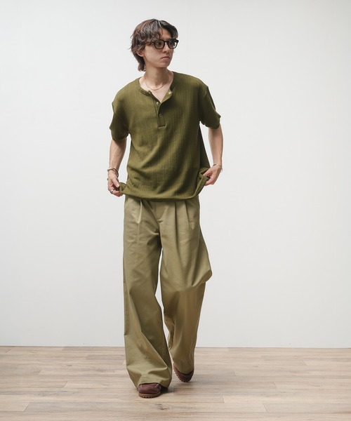 ヘンリーネック Tシャツ 5色 スナップボタン ポケット nr9786 Adoon plain tシャツ Snap Button Henry Neck T-Shirt