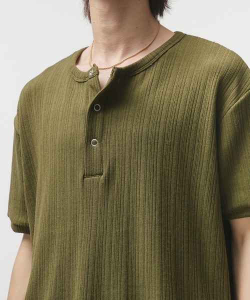 ヘンリーネック Tシャツ 5色 スナップボタン ポケット nr9786 Adoon plain tシャツ Snap Button Henry Neck T-Shirt