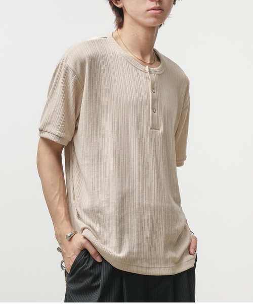 ヘンリーネック Tシャツ 5色 スナップボタン ポケット cr9786 Adoon plain tシャツ Snap Button Henry Neck T-Shirt