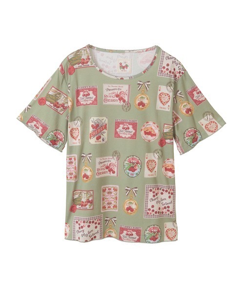 最終価格☆ピンクハウスチェリー総柄プリントカットソー PINK HOUSE（ピンクハウス） tシャツ 半袖 チェリー総柄プリント