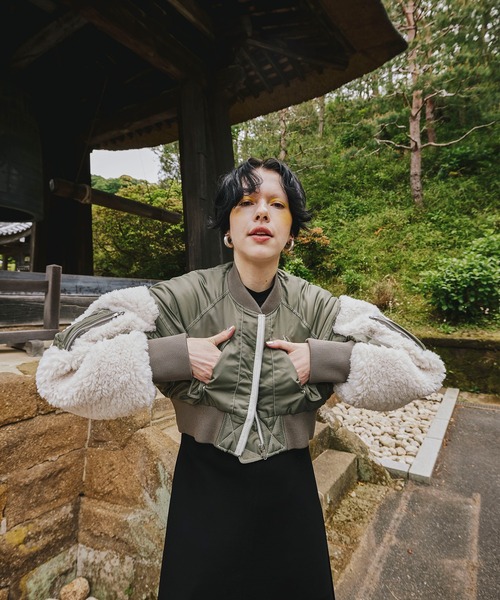 OMMO（オーエムエムオー） ma1 ma-1 SLEEVE BOA SHORT MA-1 レディース