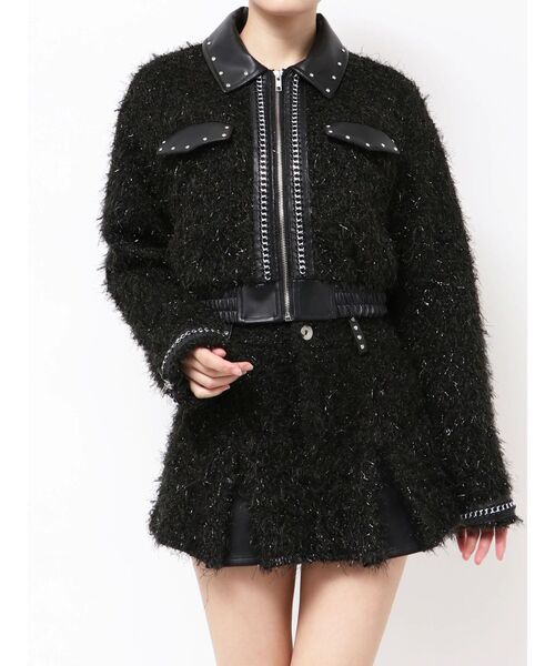 GYDA（ジェイダ） ブルゾン アウター ラメツイードチェーンジャケット