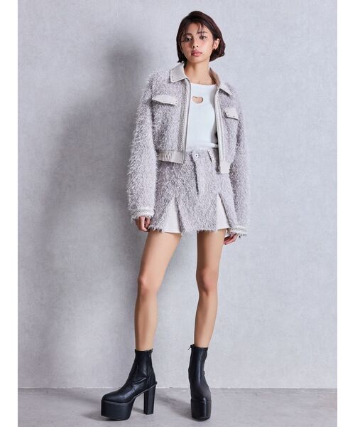 GYDA（ジェイダ） ブルゾン アウター ラメツイードチェーンジャケット