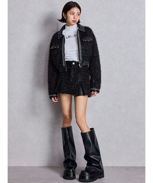 GYDA（ジェイダ） ブルゾン アウター ラメツイードチェーンジャケット