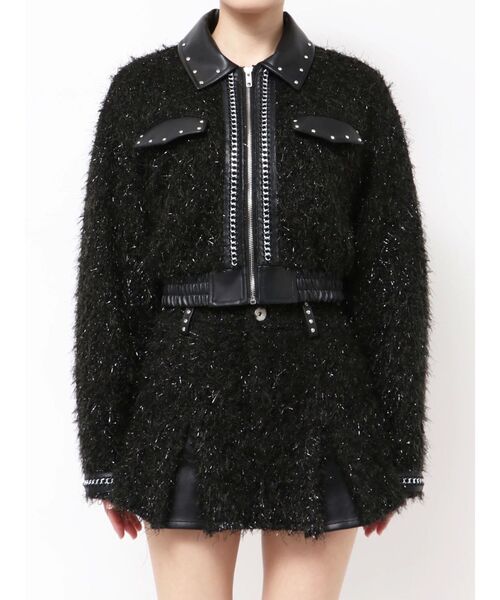 GYDA（ジェイダ） ブルゾン アウター ラメツイードチェーンジャケット