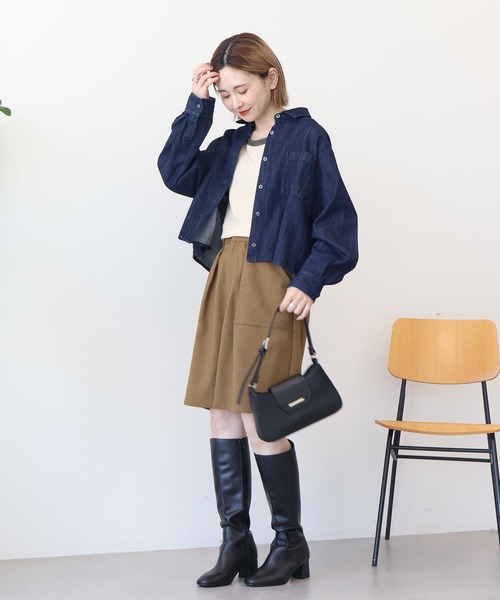 AMERICAN HOLIC ブラウス シャツ Wポケットデニムショートシャツ