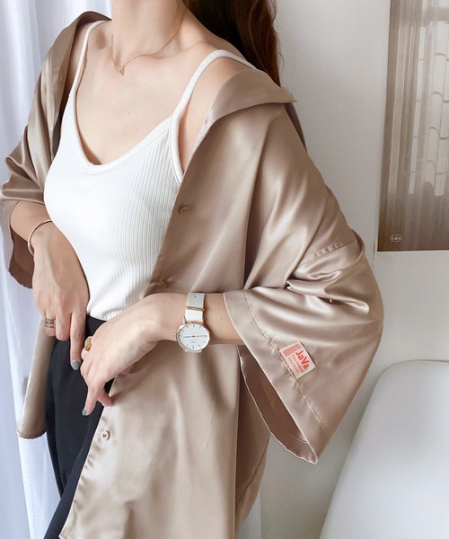 「Java」 7分袖チュニック LARGE グレー レディース_画像2