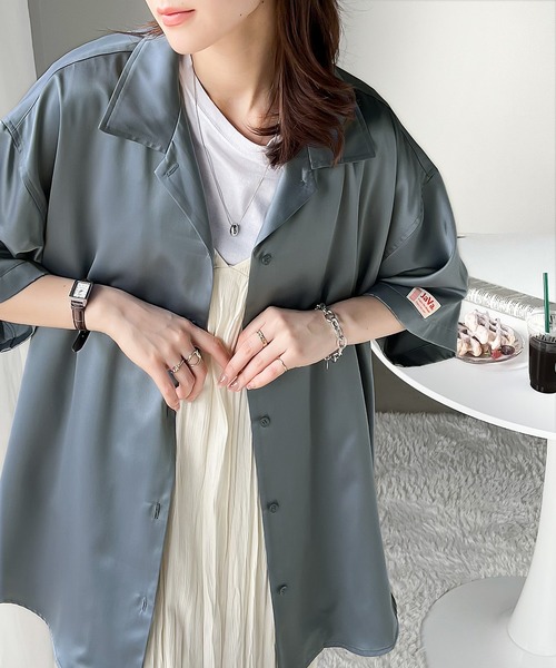 「Java」 7分袖チュニック LARGE グレー レディース_画像6