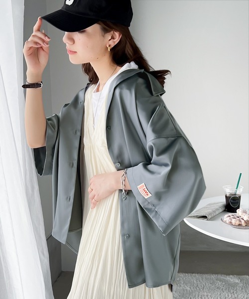 「Java」 7分袖チュニック LARGE グレー レディース_画像7