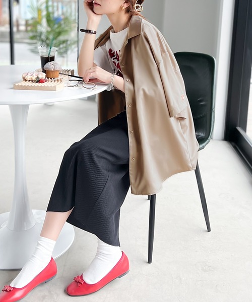 「Java」 7分袖チュニック LARGE グレー レディース_画像9