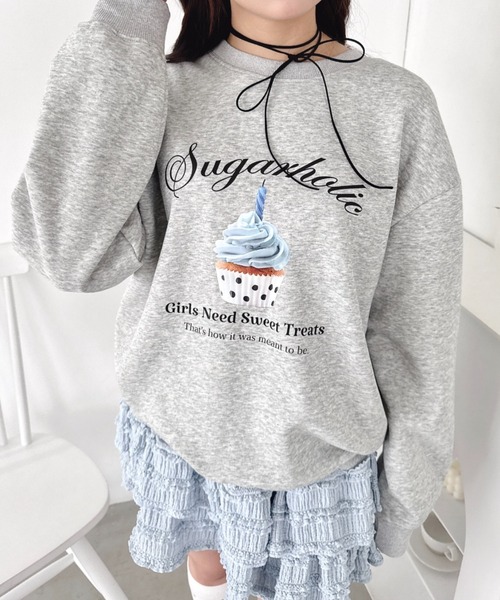 Loueme トレーナー スウェット ファンシーカップケーキロゴスウェット 