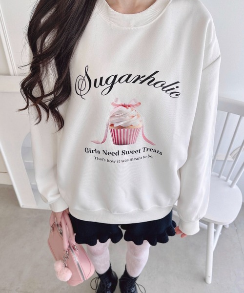 Loueme トレーナー スウェット ファンシーカップケーキロゴスウェット 