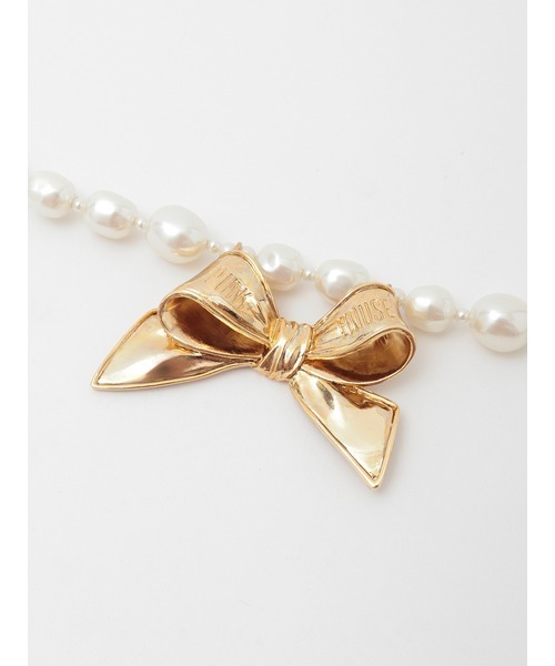 リボンモチーフ使いパールチェーンベルト PINK HOUSE（ピンクハウス） ベルト リボンモチーフ使いパールチェーン