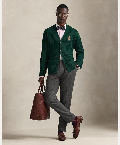 ポロジーンズ　カウチンニットカーディガン　ウール　ビッグイーグルロゴ earth music&ecology（アース ミュージック＆エコロジー