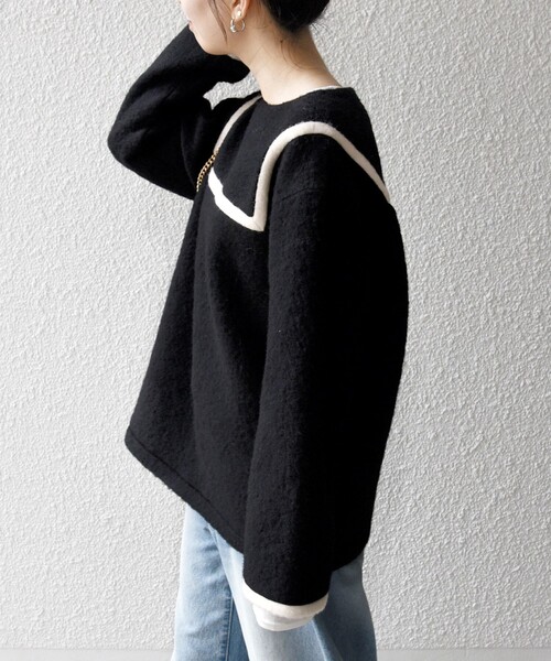 SHIPS any tシャツ any: バイカラー セーラー デザイン プルオーバー