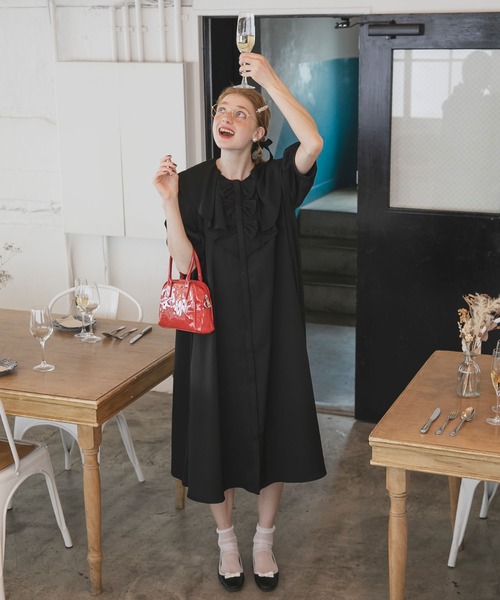 「BONLECILL noir」 半袖ワンピース FREE ネイビー レディース_画像2