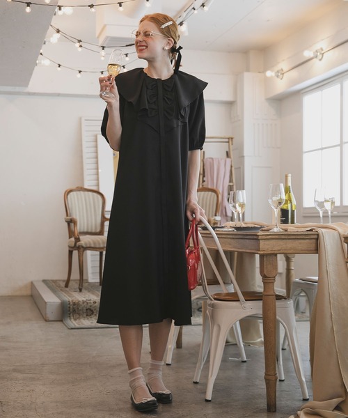 「BONLECILL noir」 半袖ワンピース FREE ネイビー レディース_画像3