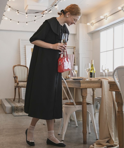 「BONLECILL noir」 半袖ワンピース FREE ネイビー レディース_画像4