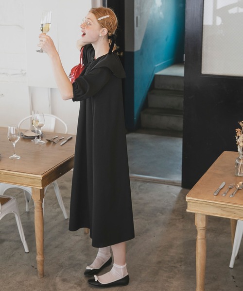 「BONLECILL noir」 半袖ワンピース FREE ネイビー レディース_画像5