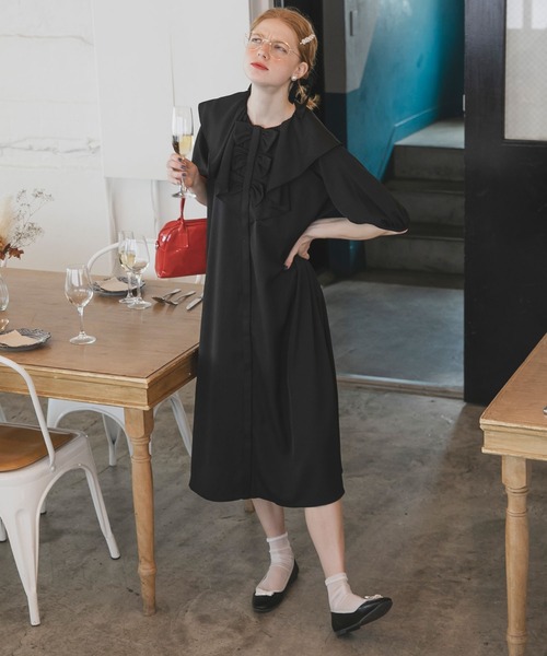 「BONLECILL noir」 半袖ワンピース FREE ネイビー レディース_画像8