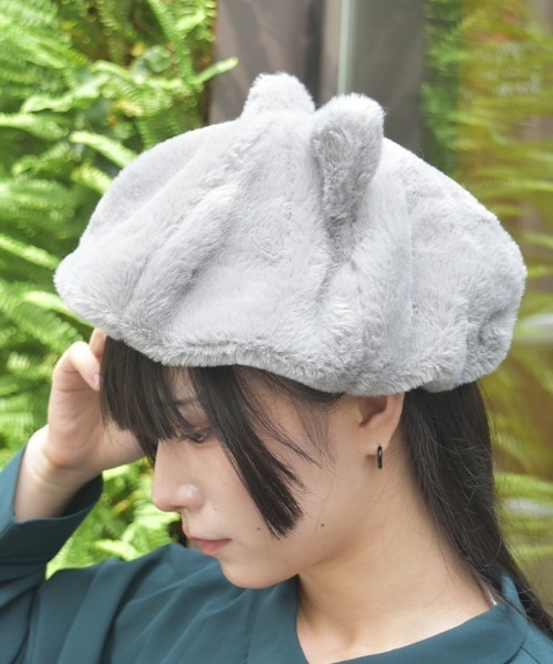 axes femme（アクシーズ ファム） 帽子 ベレー帽 ネコ耳ファーベレー