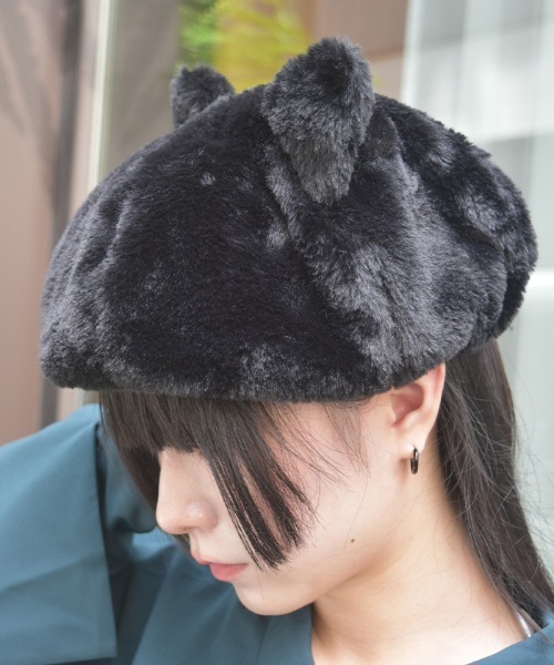axes femme（アクシーズ ファム） 帽子 ベレー帽 ネコ耳ファーベレー