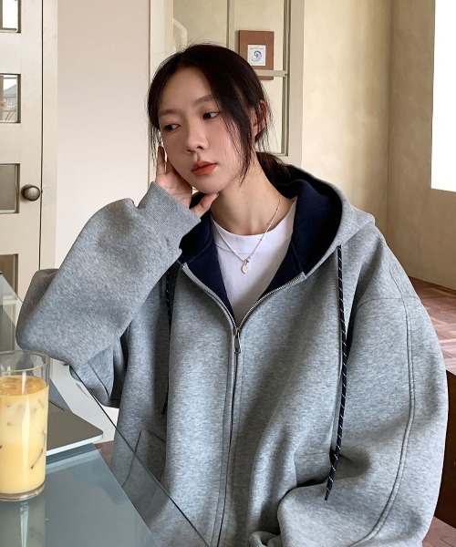 GEMEDA パーカー 「秋冬新作」配色ジップパーカー レディース メンズ