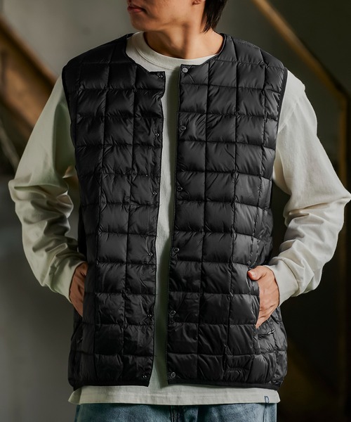 ・TAION｜Mountain Active Crew Neck Light Down Vest (900FP) Inner/ タイオン/マウンテン アクティブ クルー ネック ライト ダウン ベスト 900FP ハイスペック インナー/ブラック # TAION（タイオン） ベスト ジレ マウンテンアクティブクルーネック
