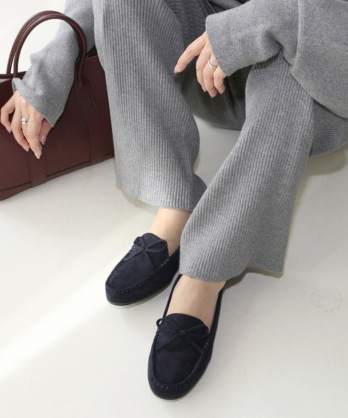 Fin（フィン） デッキシューズ モカシン スエードリボンモカシン「低