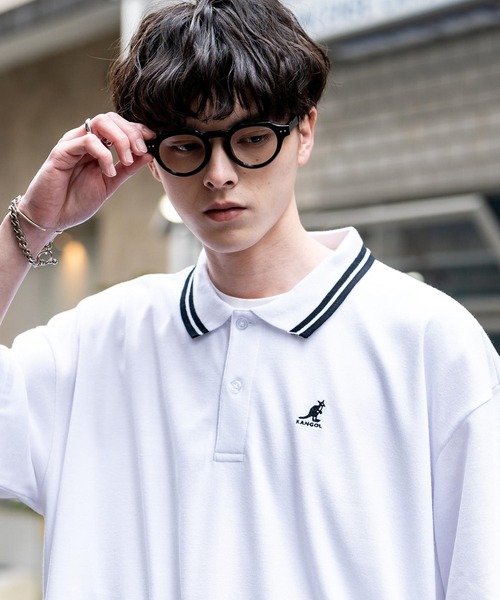 「KANGOL」 半袖ポロシャツ X-LARGE ネイビー×ホワイト メンズ_画像7