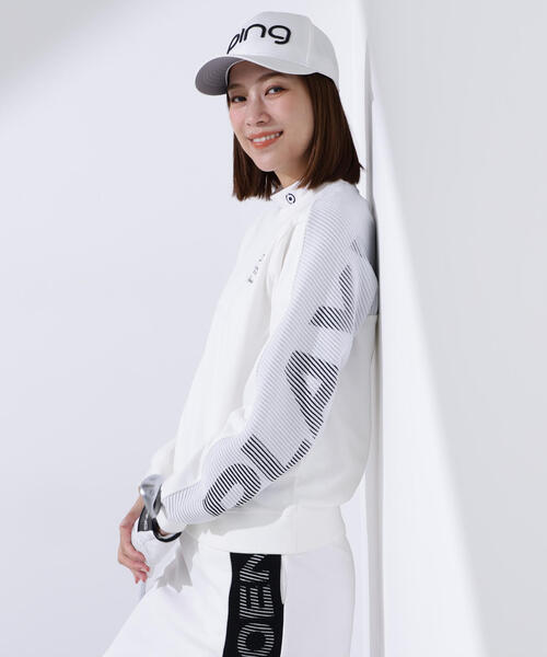ニット セーター 「PING APPAREL」ジャガードニット/カットソー リップルロゴクルーネックニット 「GOLD」 (LADIES) レディース