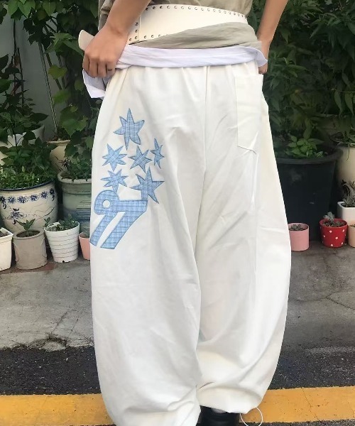 Lis ardent スウェットパンツ ジャージ スターアップリケワイドパンツ