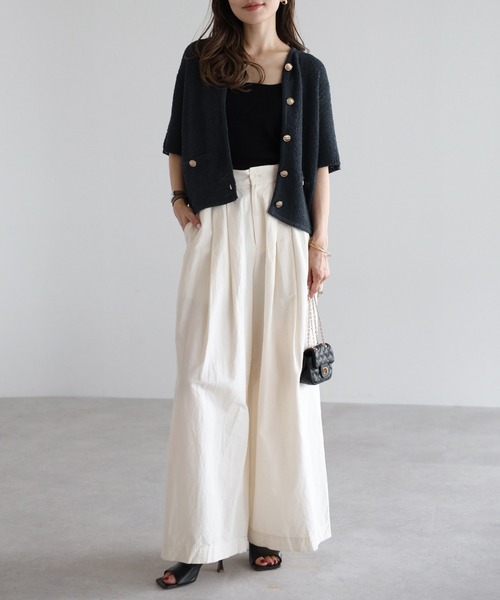 「Bonjour Sagan」 半袖ニット FREE ネイビー レディース_画像2