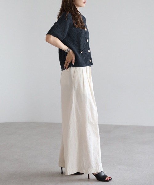 「Bonjour Sagan」 半袖ニット FREE ネイビー レディース_画像4